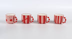Cherry Red Striped krus - 4pk