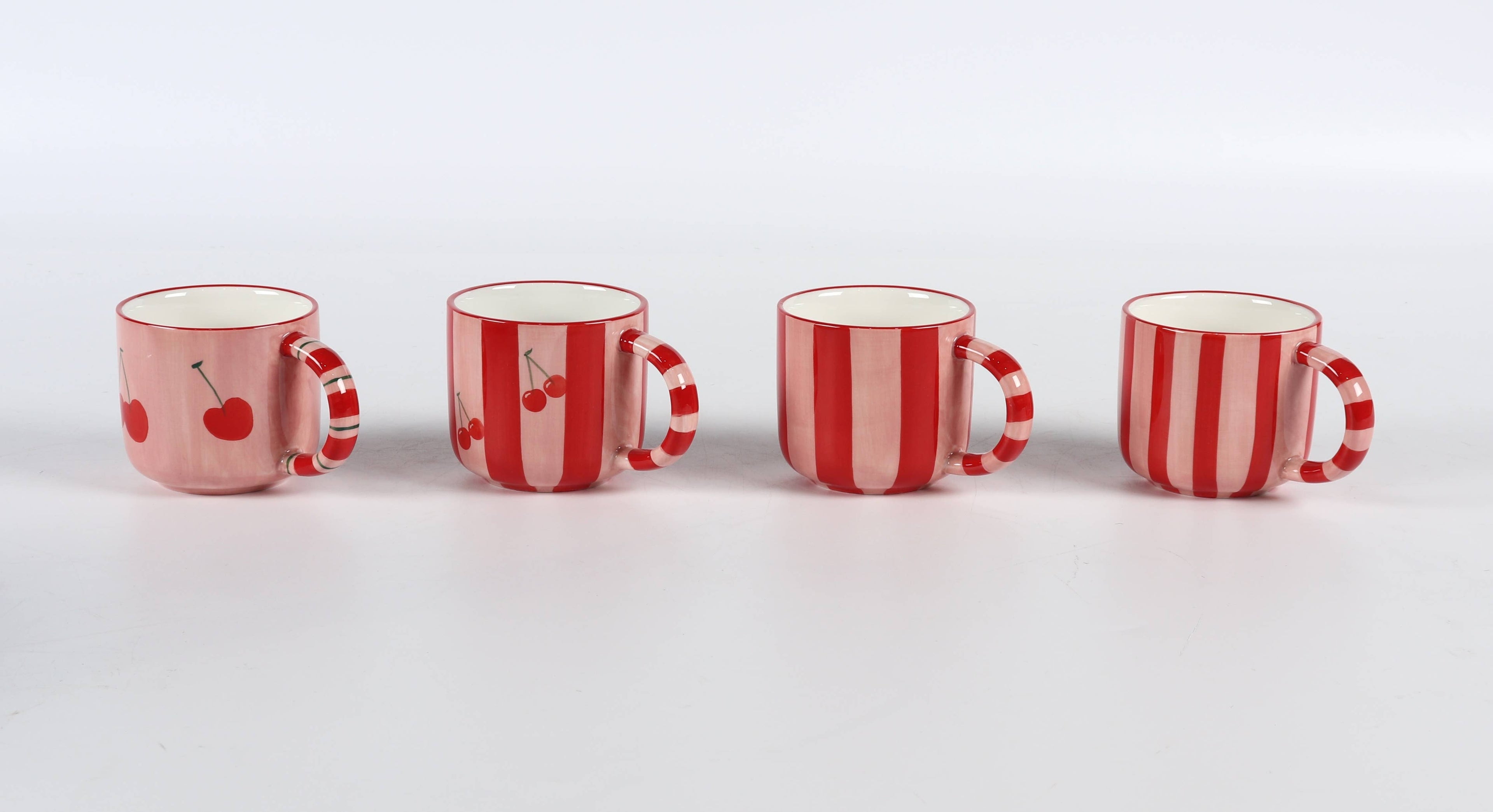 Cherry Red Striped krus - 4pk