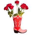 Cowboy Boot Vase - Rød og rosa
