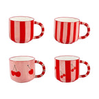 Cherry Red Striped krus - 4pk