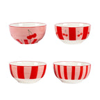 Cherry Red stripete skåler- 4pk