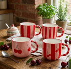Cherry Red Striped krus - 4pk