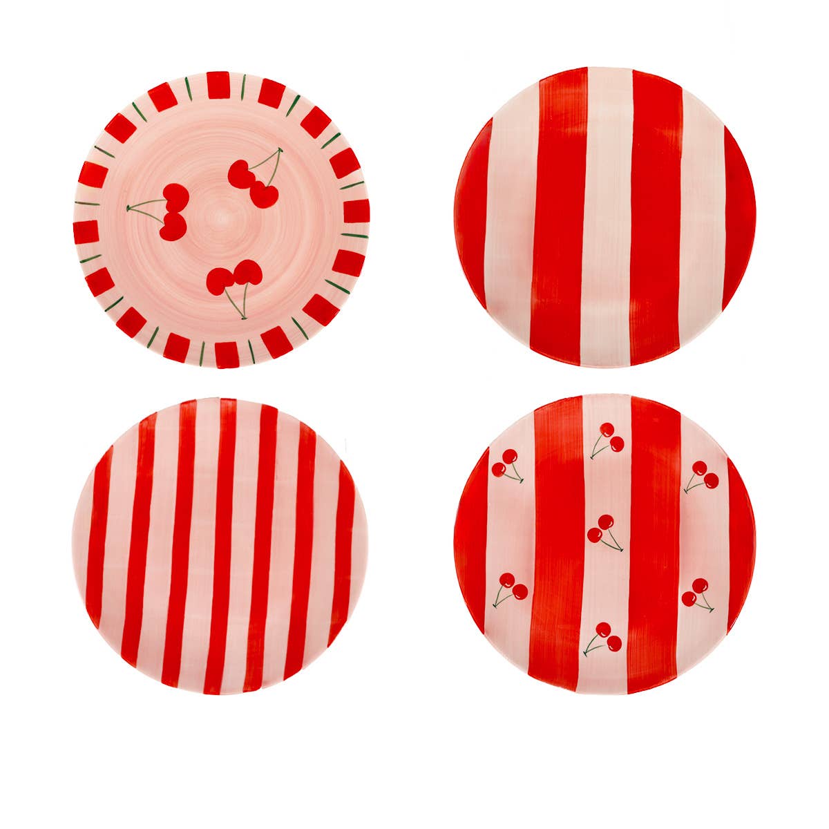 Cherry Red stripete dessertfat- 4pk