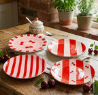 Cherry Red stripete dessertfat- 4pk