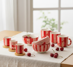 Cherry Red stripete dessertfat- 4pk